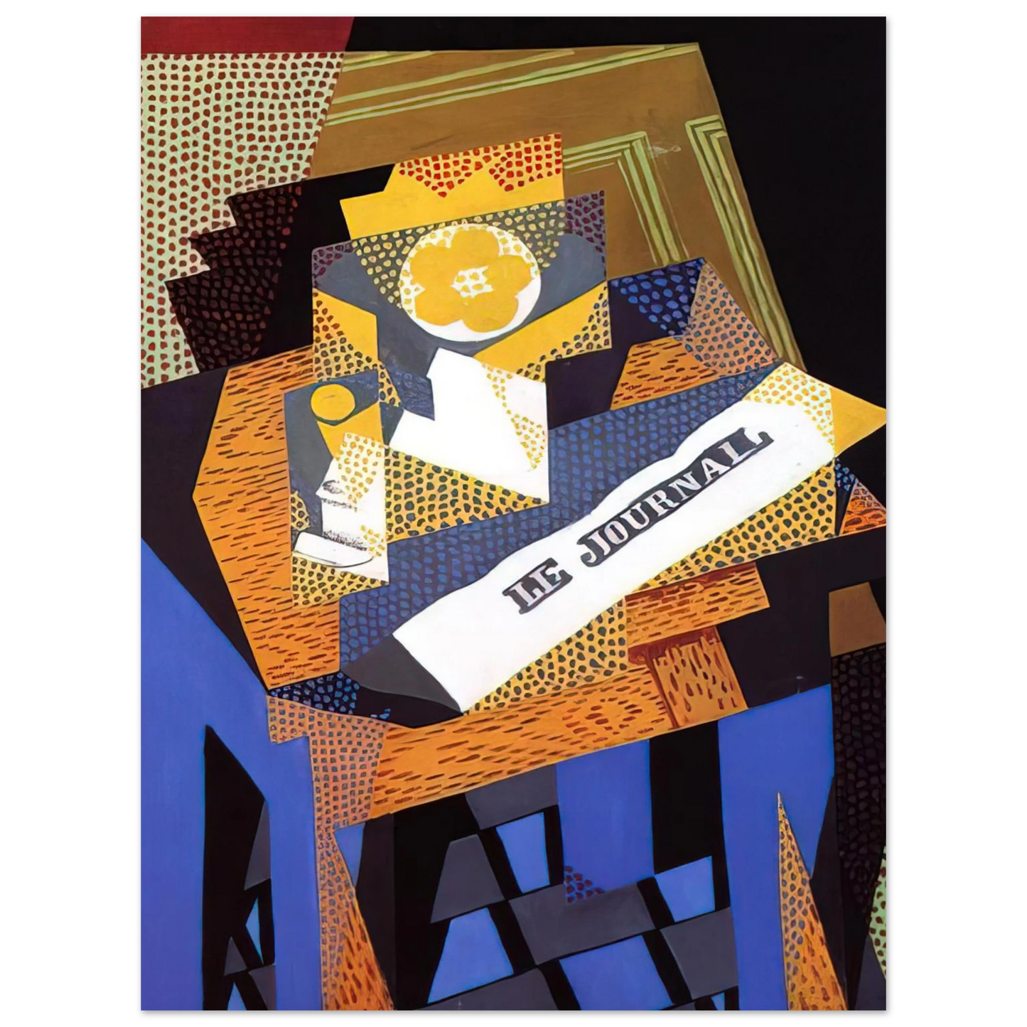 Juan Gris - NEWSPAPER AND FRUIT DISH 1916  75x100 cm / 30x40inches Fine Art Poster