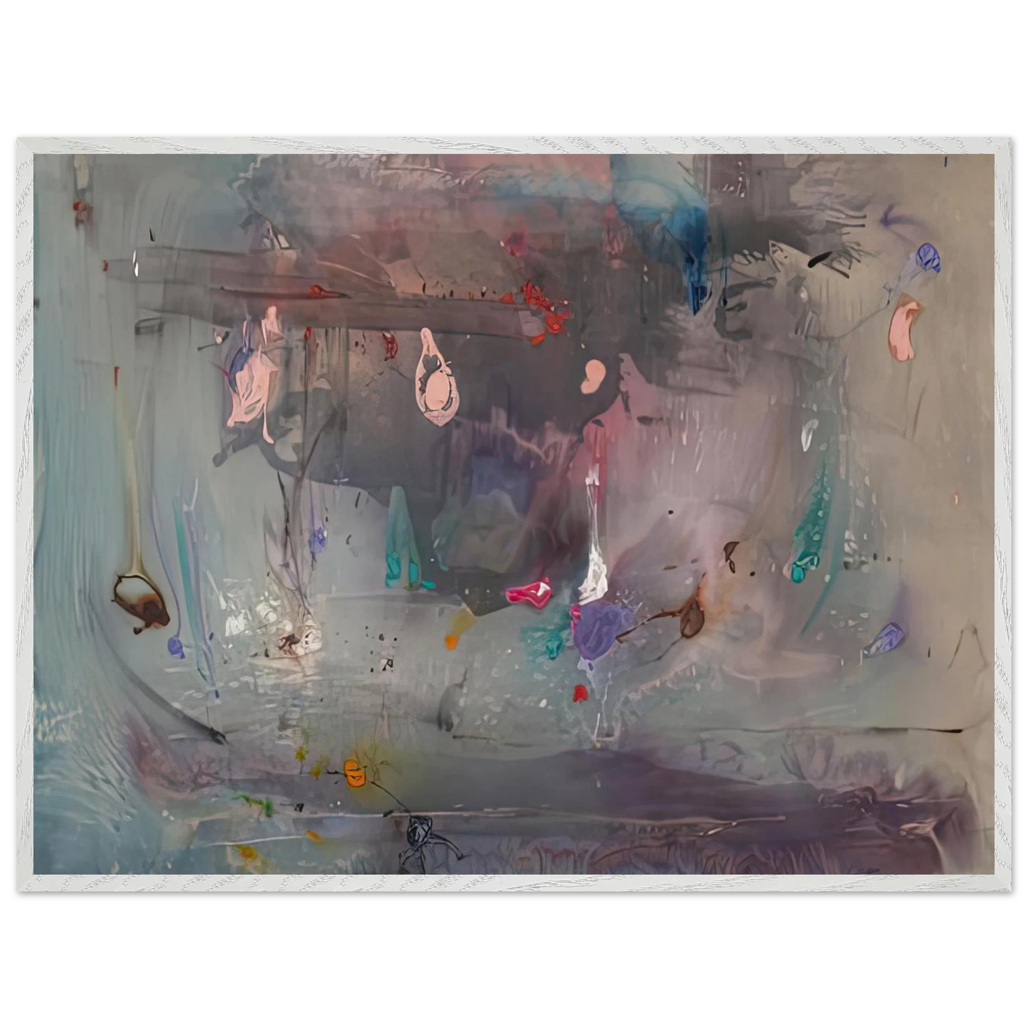 Helen Frankenthaler - Grey Fireworks, 1982- Wall Art - 30x40 cm / 12x16 inches - Premium Wooden Framed Poster With Fine Art Paper-canvas - Wood frame