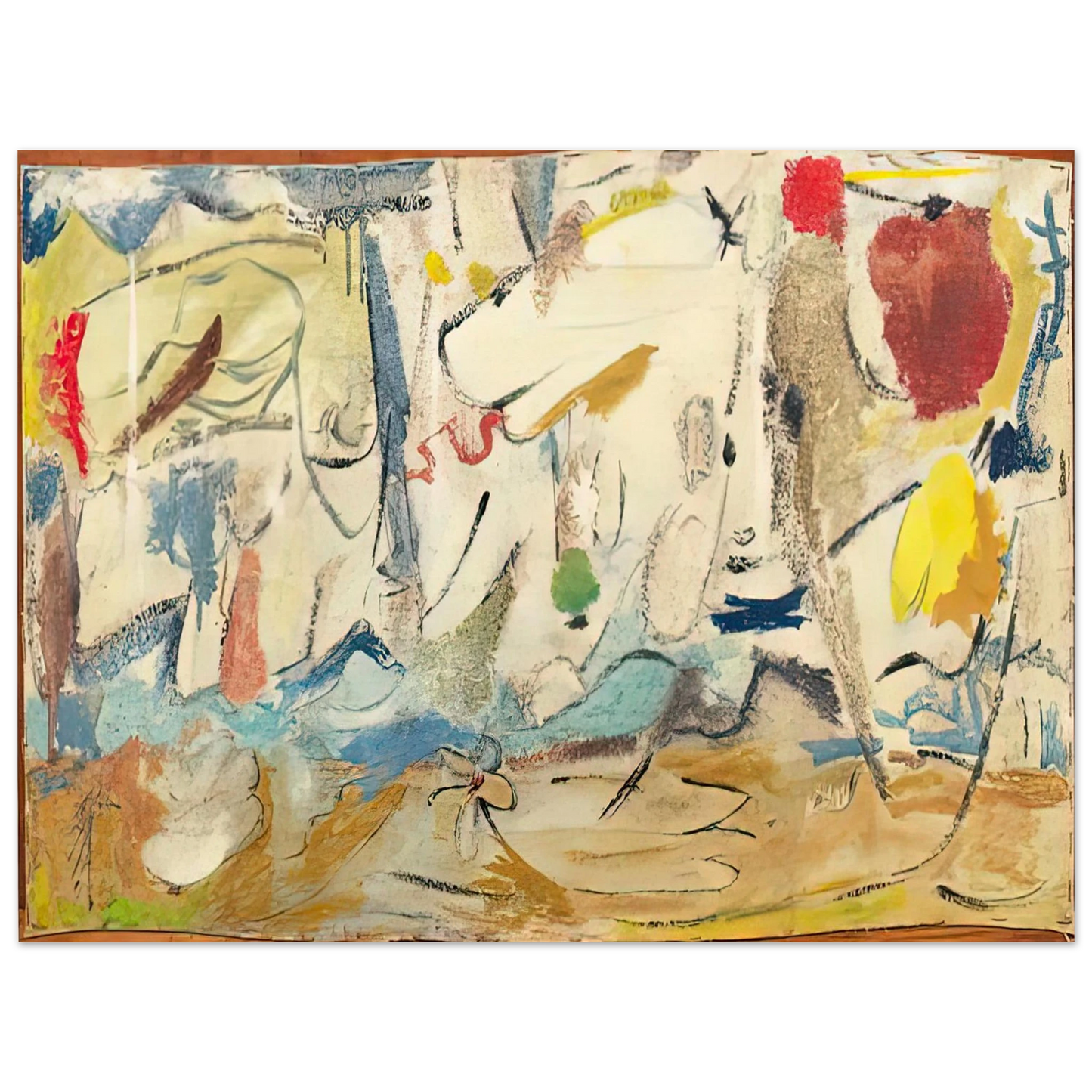 Helen Frankenthaler - Cloudscape, 1951- Wall Art - 30x40 cm / 12x16 inches - Premium Wooden Framed Poster With Fine Art Paper-canvas - White frame