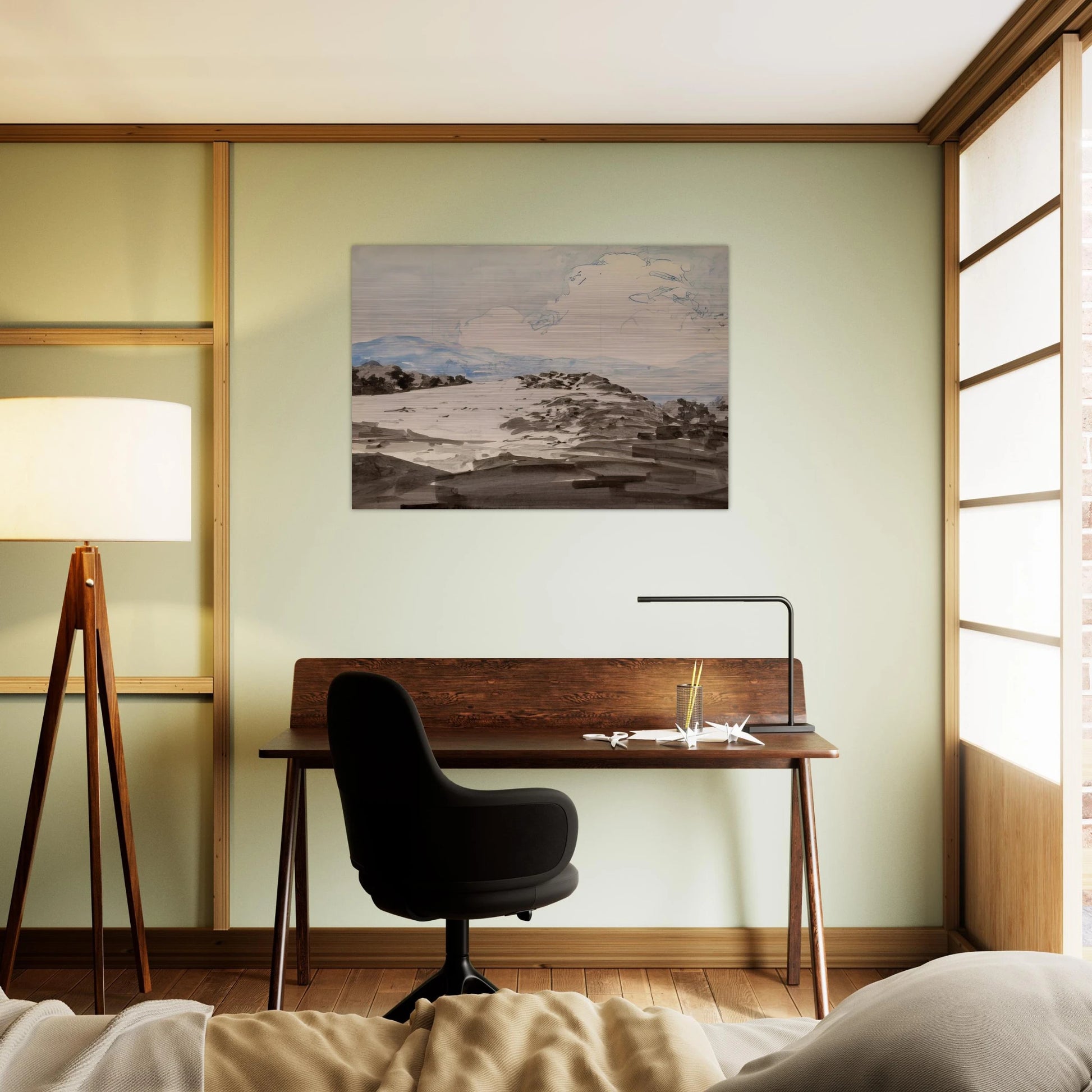 Sheep Pasture, Cornish, New Hampshire - Maxfield Parrish Brushed Aluminum Print - 70x100 cm / 28x40 inches | Maxfield Parrish Aluminum Print | Maxfield Parrish Prints