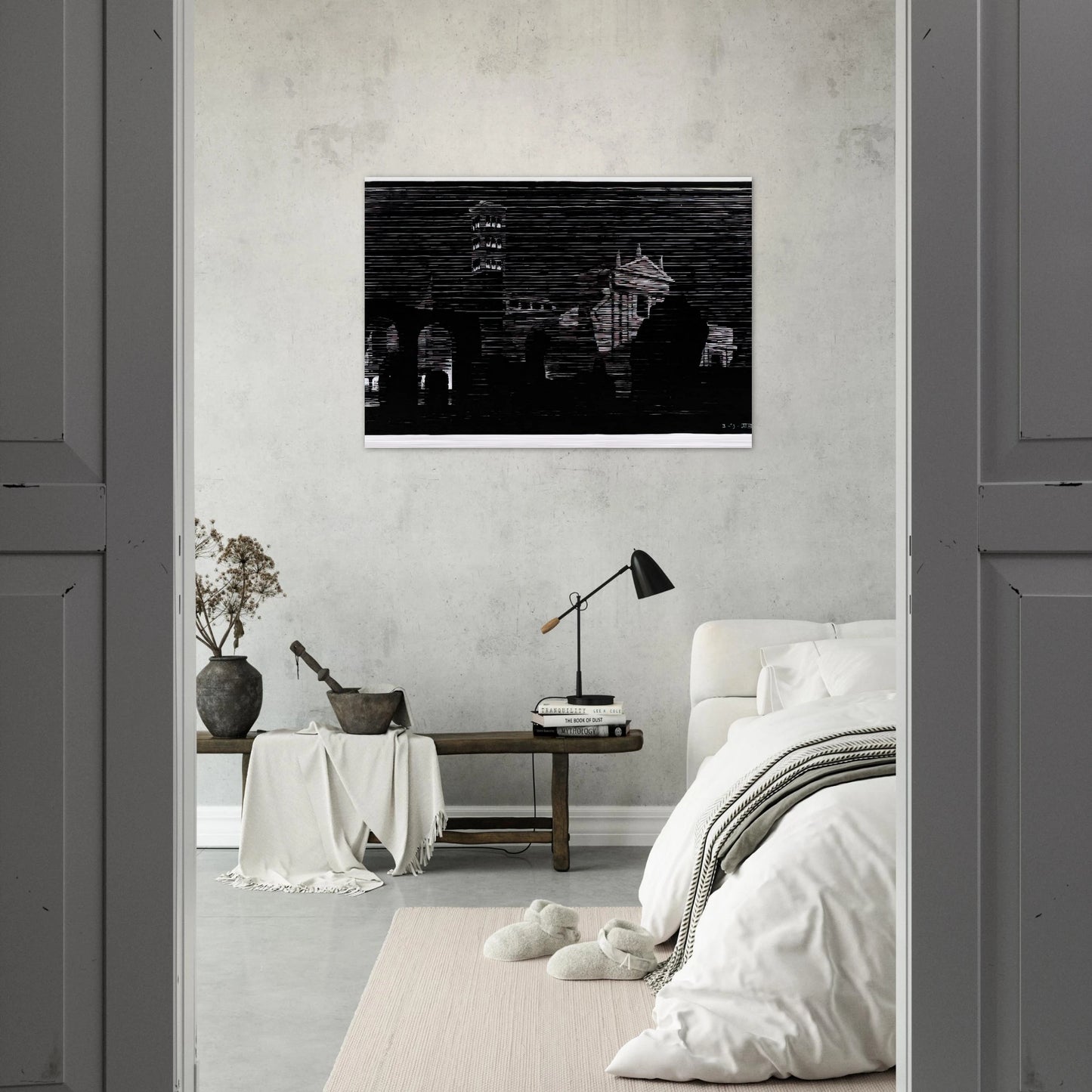 NOCTURNAL ROME 2 - MC Escher Brushed Aluminum Print - 70x100 cm / 28x40 inches | MC Escher Aluminum Print | MC Escher Prints