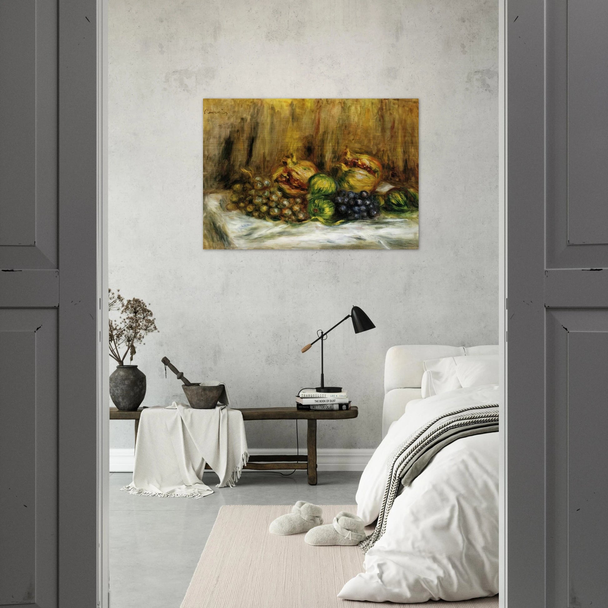 Still Life with Grapes - Pierre-Auguste Renoir Brushed Aluminum Print - 70x100 cm / 28x40 inches | Pierre-Auguste Renoir Aluminum Print | Pierre-Auguste Renoir Prints