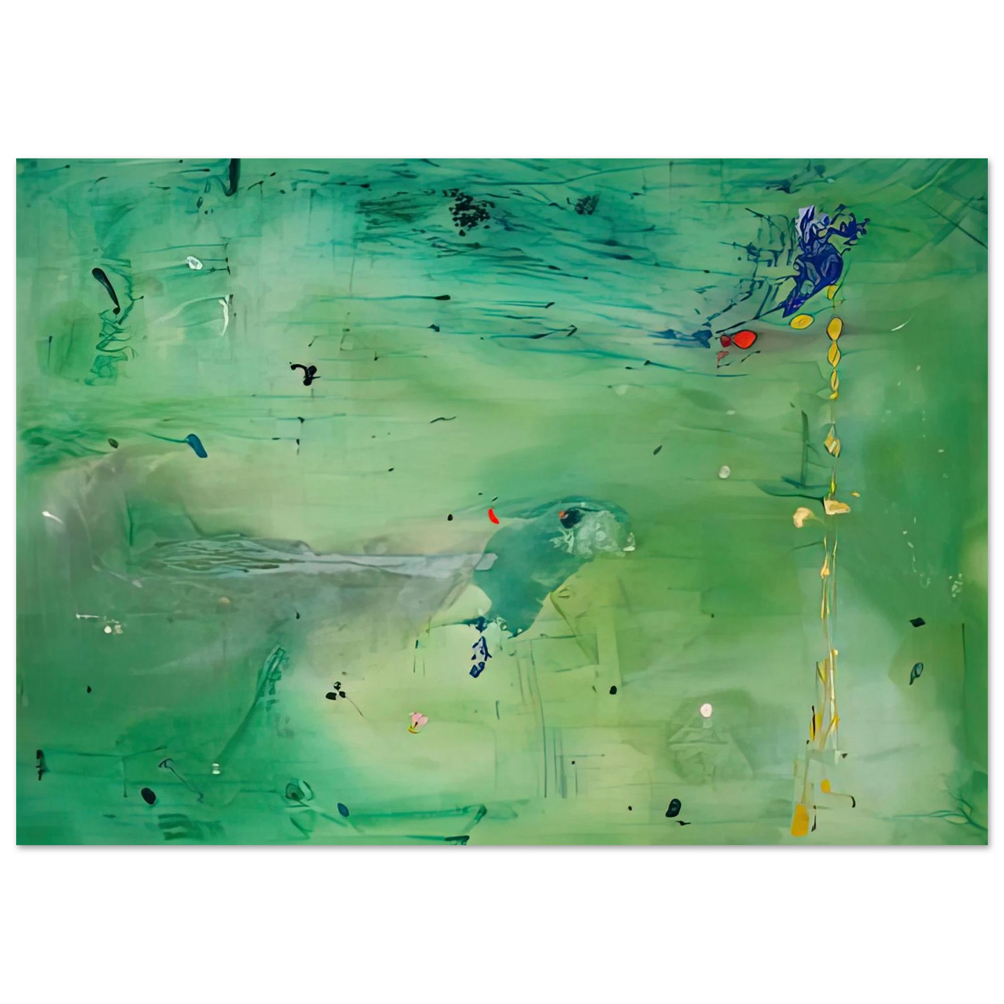 Helen Frankenthaler - A Green Thought in a Green Shade, 1981- Wall Art - 21x29.7 cm / 8x12" - Premium Wooden Framed Poster With Fine Art Paper-canvas - Wood frame