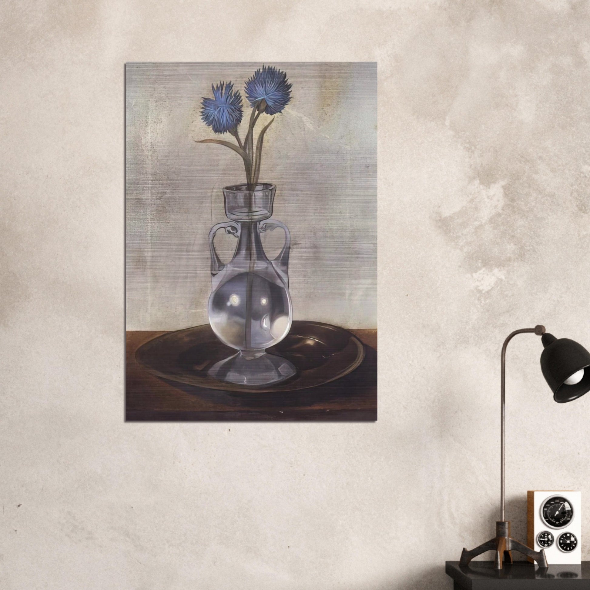 THE VASE OF CORNFLOWERS - Salvador Dali Brushed Aluminum Print - 70x100 cm / 28x40 inches | Salvador Dali Aluminum Print | Salvador Dali Prints