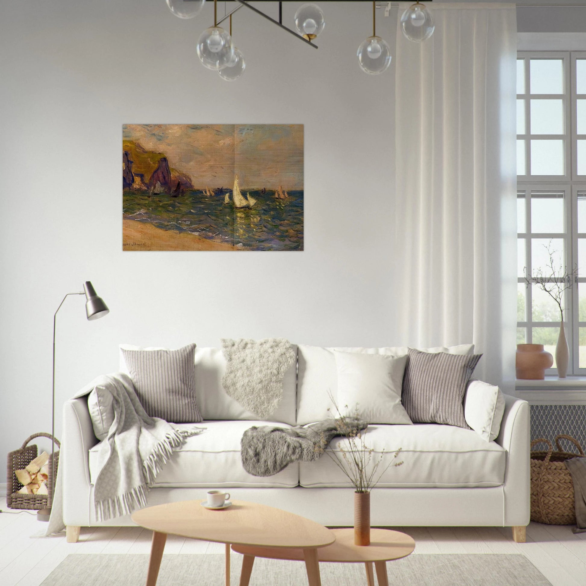 Sailboats at Sea, Pourville - claude monet Brushed Aluminum Print - 70x100 cm / 28x40 inches | claude monet Aluminum Print | claude monet Prints