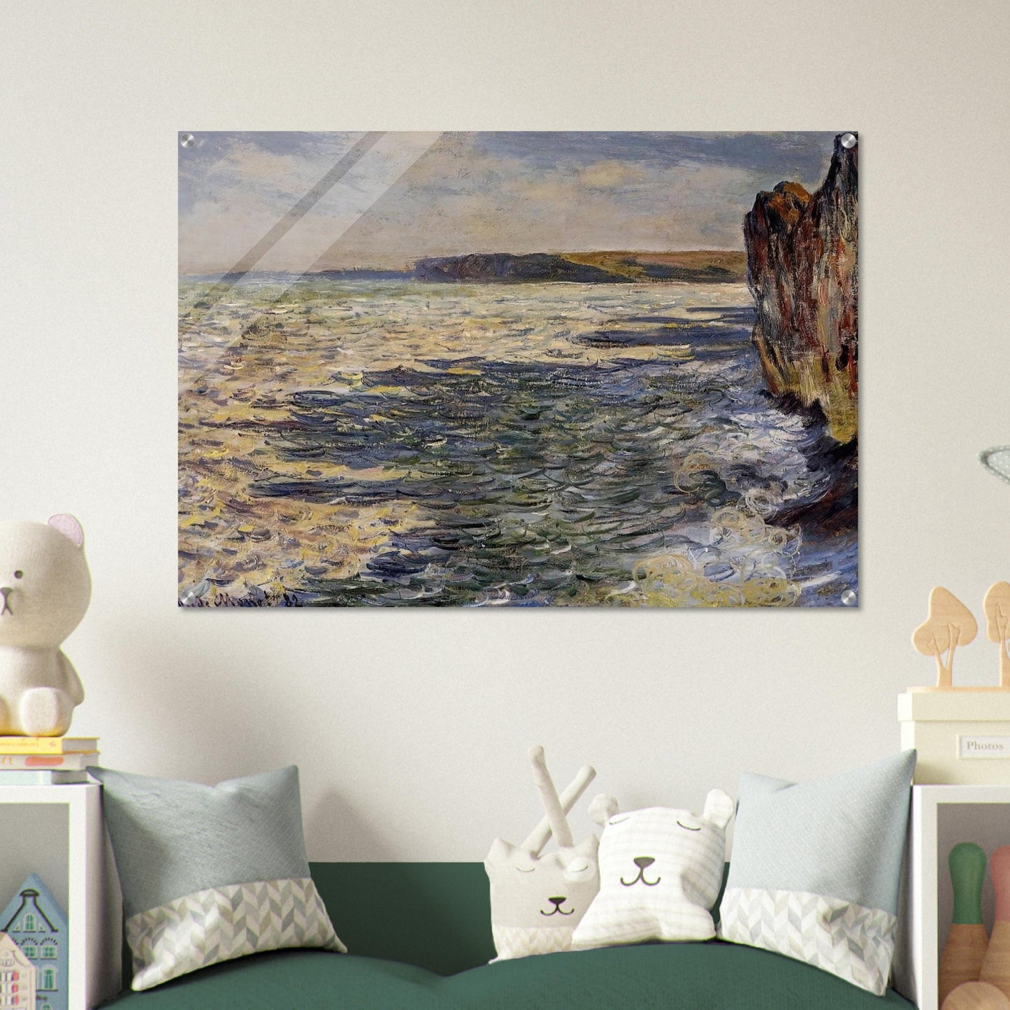 Waves and Rocks at Pourville - claude monet Acrylic Print - 70x100 cm / 28x40″ inches