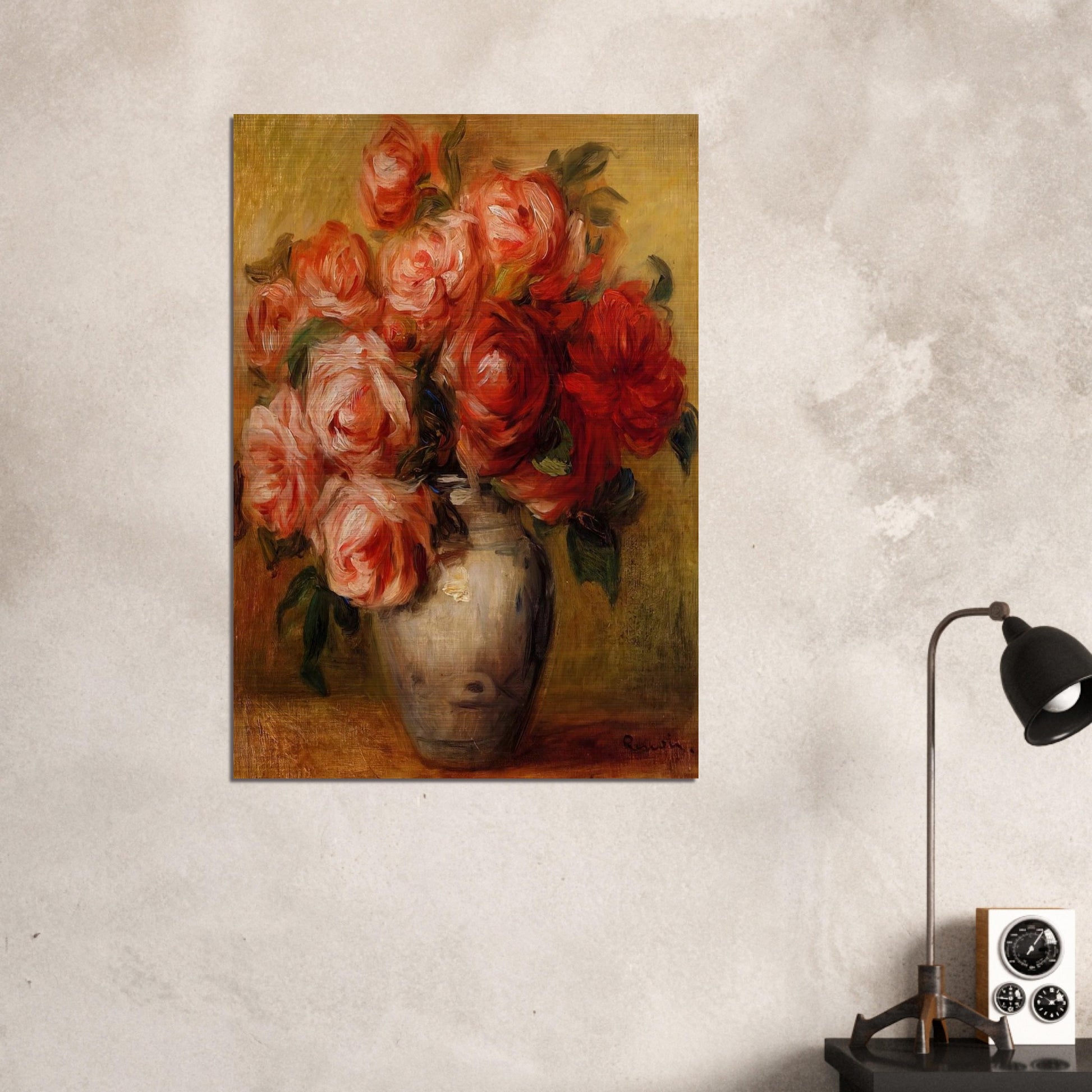 Still Life with Roses - Pierre-Auguste Renoir Brushed Aluminum Print - 70x100 cm / 28x40 inches | Pierre-Auguste Renoir Aluminum Print | Pierre-Auguste Renoir Prints