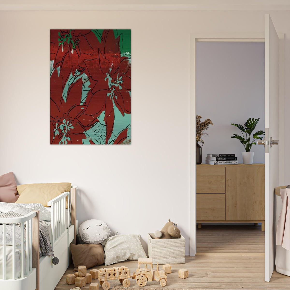 Poinsettias - Andy Warhol Brushed Aluminum Print - 70x100 cm / 28x40 inches | Andy Warhol Aluminum Print | Andy Warhol Prints