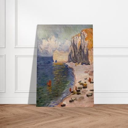 The Beach and the Falaise d'Amont - claude monet Brushed Aluminum Print - 70x100 cm / 28x40 inches | claude monet Aluminum Print | claude monet Prints