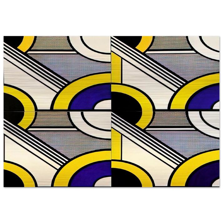 MODULAR PAINTING WITH FOUR PANELS 1 1969 - Roy Lichtenstein Brushed Aluminum Print - 70x100 cm / 28x40 inches | Roy Lichtenstein Aluminum Print | Roy Lichtenstein Prints