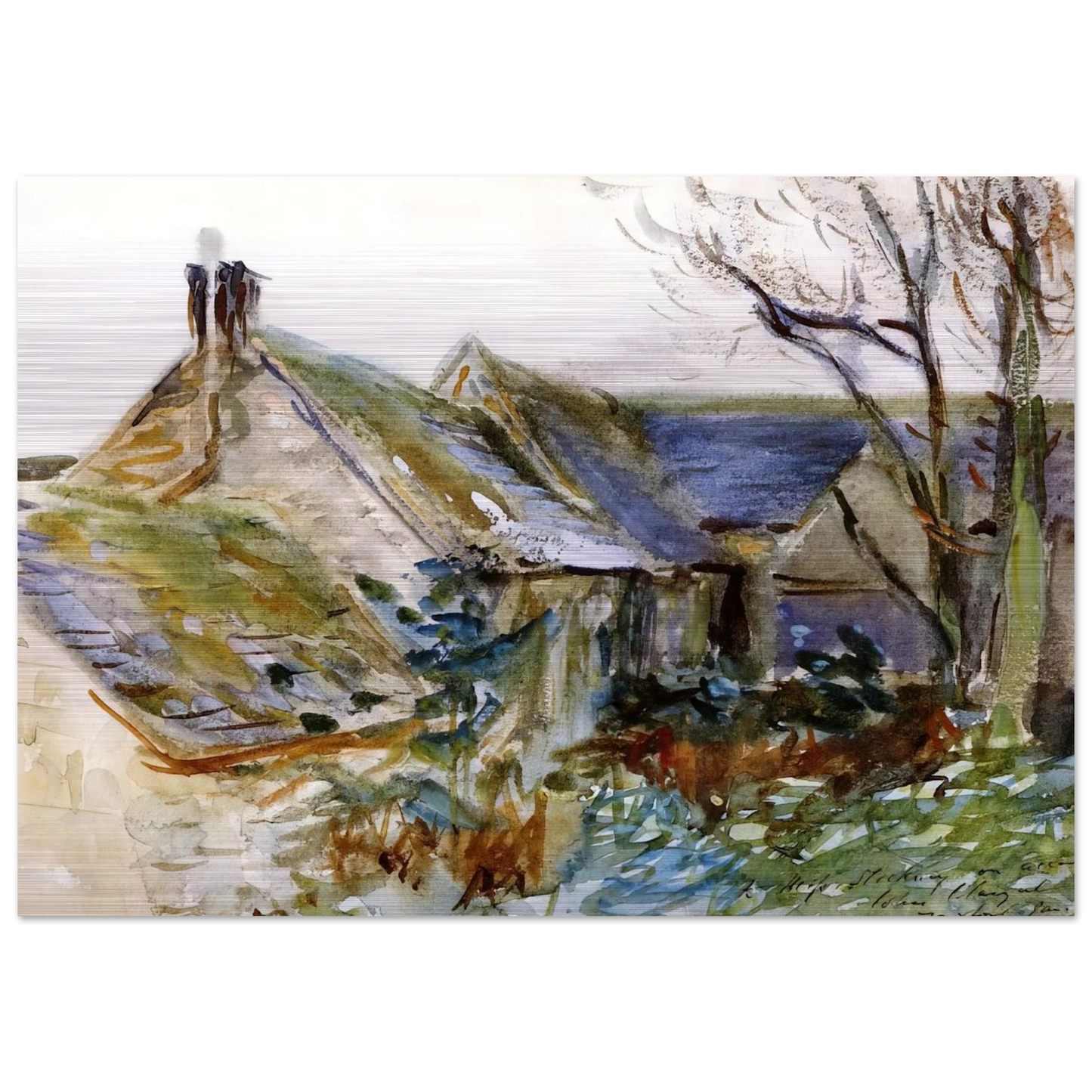 Cottage at Fairford, Gloucestershire - John Singer Sargent Brushed Aluminum Print - 70x100 cm / 28x40 inches | John Singer Sargent Aluminum Print | John Singer Sargent Prints