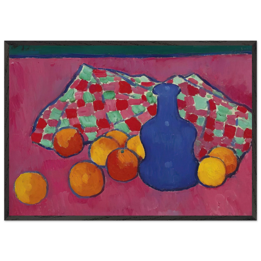 BLAUE VASE MIT ORANGEN 1908 - Alexej von Jawlensky 70x100 cm / 28x40 inches Framed Art Print – Black Wooden Frame
