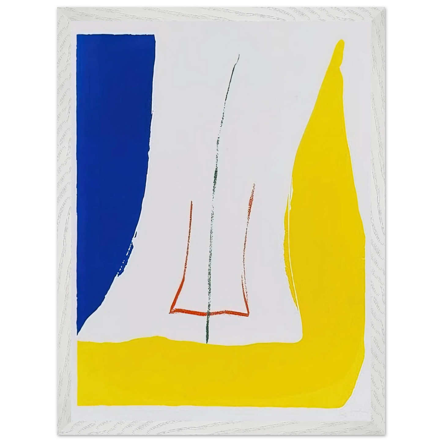 Helen Frankenthaler - Sun Corner - 1968 Wall art - 70x100 cm / 28x40 inches - Premium Wooden Framed Poster With Fine Art Paper-canvas - White frame