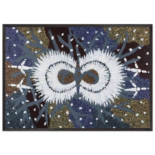 Eagle Dreaming - 1999 - Clifford Possum Tjapaltjarri 70x100 cm / 28x40 inches Framed Art Print – Black Wooden Frame