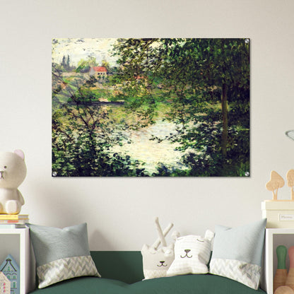 Ile de La Grande Jatte Through the Trees - claude monet Acrylic Print - 70x100 cm / 28x40″ inches | claude monet Wall Art | claude monet Prints