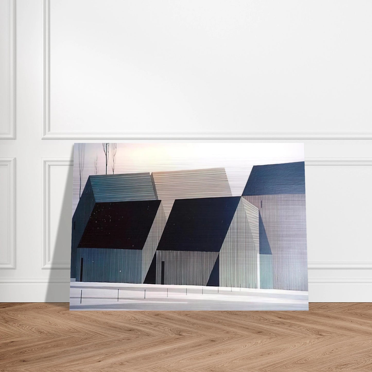Barns - Eyvind Earle Brushed Aluminum Print - 70x100 cm / 28x40 inches | Eyvind Earle Aluminum Print | Eyvind Earle Prints