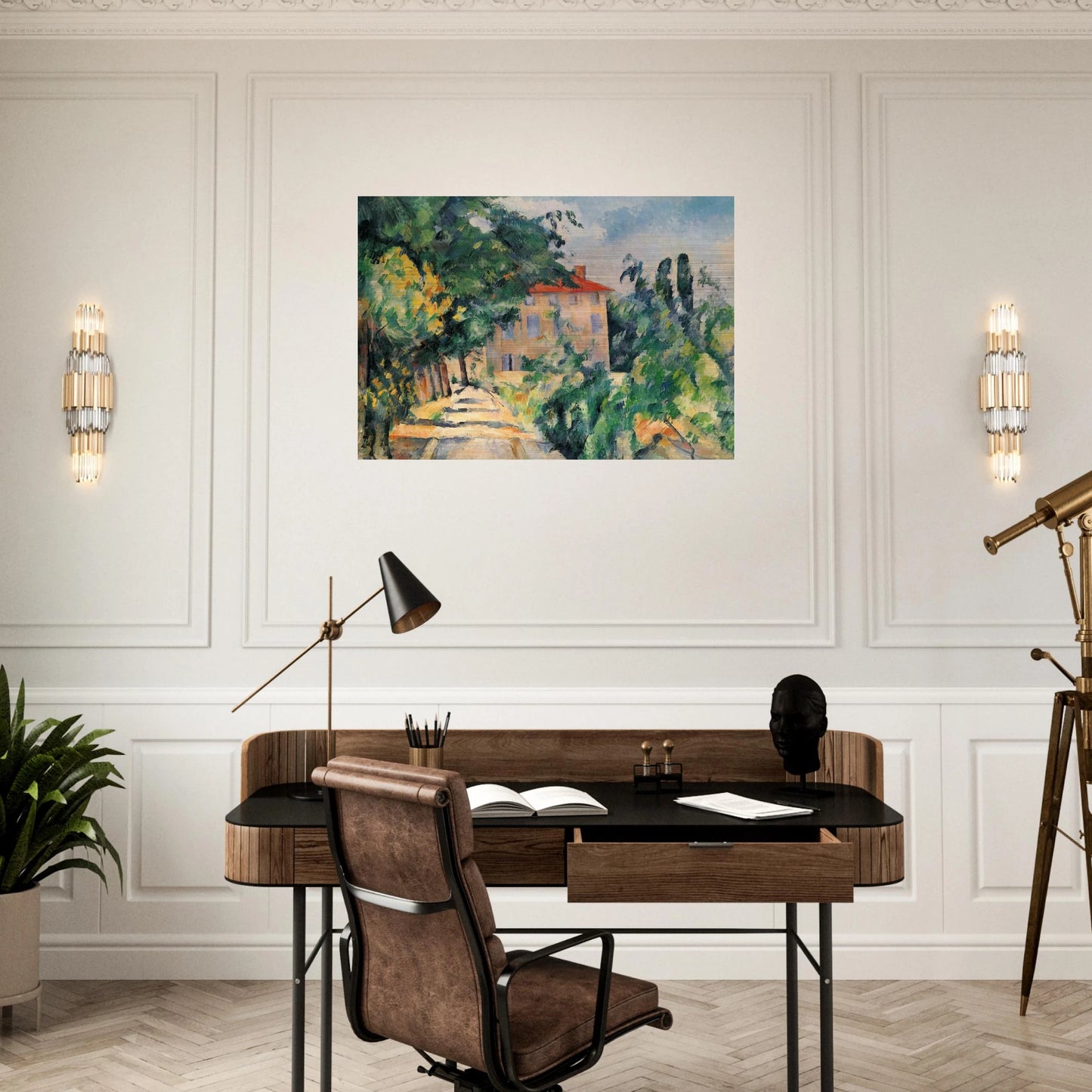 House with Red Roof - Paul Cézanne Brushed Aluminum Print - 70x100 cm / 28x40 inches | Paul Cézanne Aluminum Print | Paul Cézanne Prints