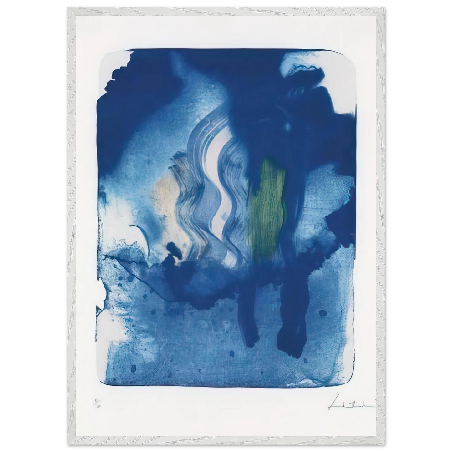 Helen Frankenthaler - Reflections V - 1995 Wall art - 70x100 cm / 28x40 inches - Premium Wooden Framed Poster With Fine Art Paper-canvas - Black frame