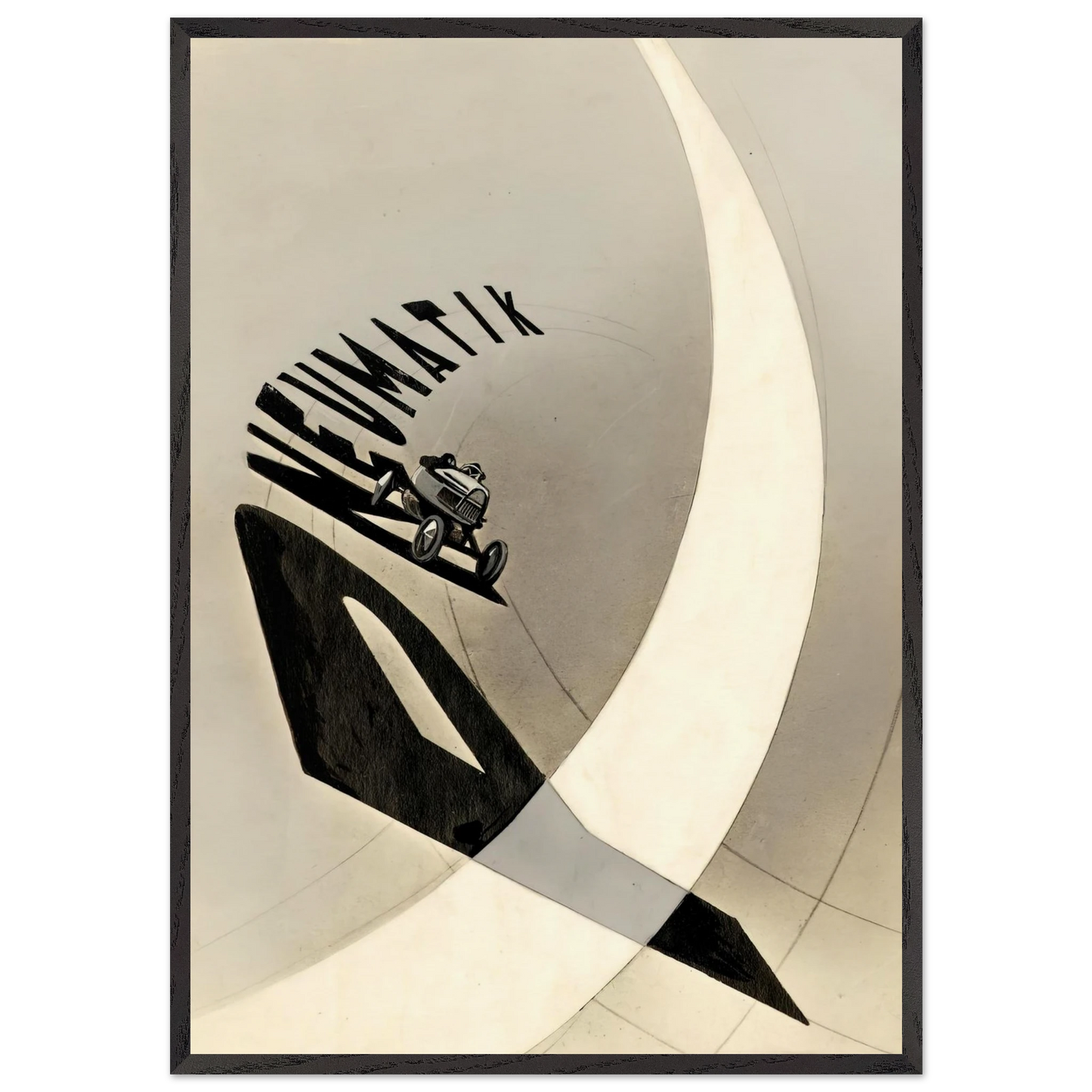 Pneumatik - Laszlo Moholy-Nagy 70x100 cm / 28x40 inches Framed Art Print – Black Wooden Frame