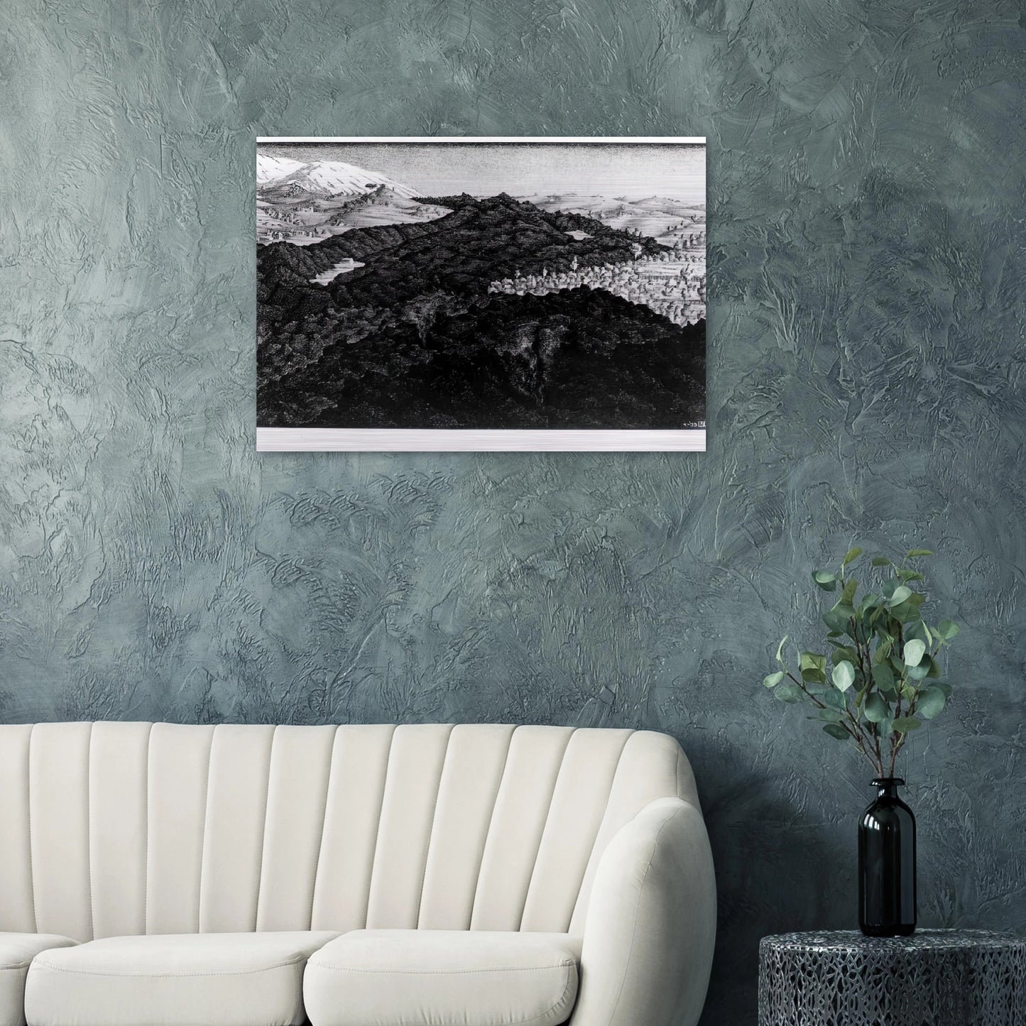 LAVA FLOW FROM ETNA - MC Escher Brushed Aluminum Print - 70x100 cm / 28x40 inches | MC Escher Aluminum Print | MC Escher Prints | Maurits Cornelis Escher Prints