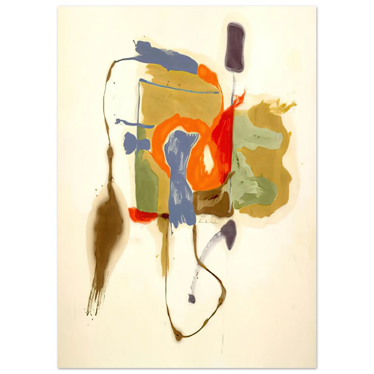 Helen Frankenthaler - Blue Form in a Scene - 1961 Wall art - 21x29.7 cm / 8x12" - Premium Wooden Framed Poster With Fine Art Paper - Black frame