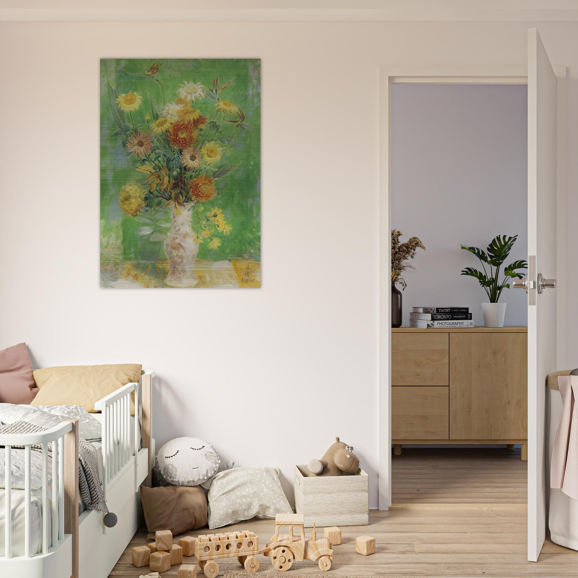 Chrysanthemums and Sunflowers - Post-Impressionism - Le Pho Brushed Aluminum Print - 70x100 cm / 28x40 inches | Le Pho Aluminum Print | Le Pho Prints