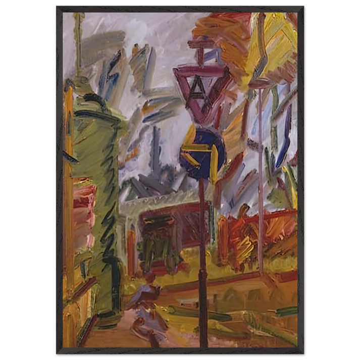 PARK VILLAGE - Frank Auerbach 70x100 cm / 28x40 inches Framed Art Print – Black Wooden Frame