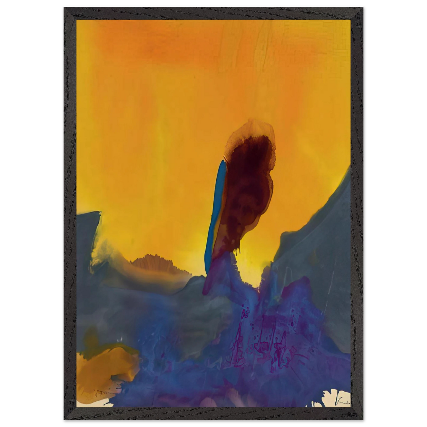 Helen Frankenthaler - Glow II - 1968 Wall art - 70x100 cm / 28x40 inches - Premium Wooden Framed Poster With Fine Art Paper-canvas - White frame