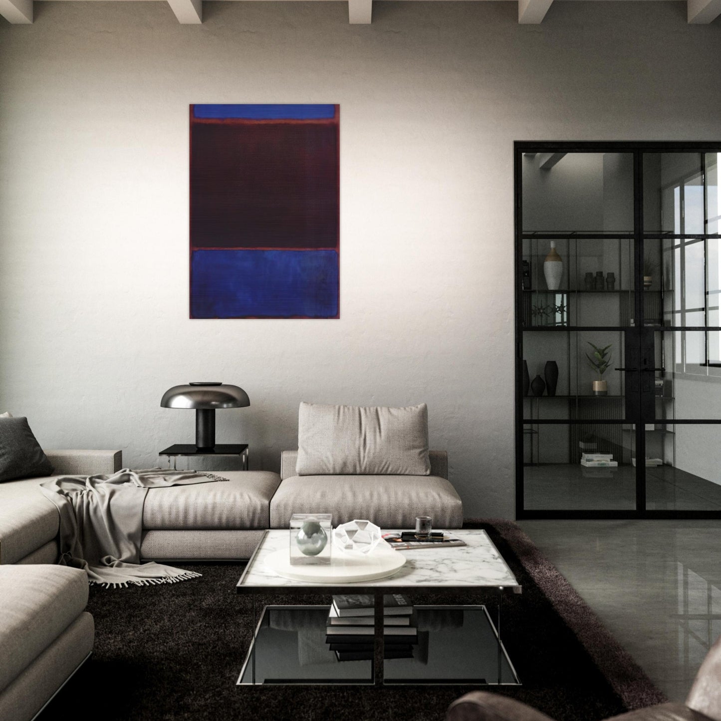 No. 3 Bright Blue, Brown, Dark Blue on Wine - 1962 - Mark Rothko Brushed Aluminum Print - 70x100 cm / 28x40 inches | Mark Rothko Aluminum Print | Mark Rothko Prints