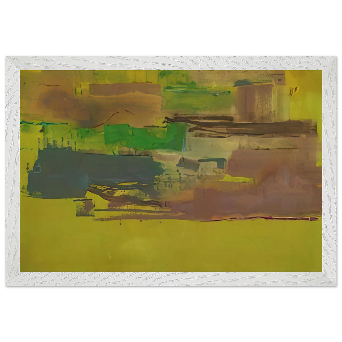 Helen Frankenthaler - August Deep - 1978 Wall art - 28x43  cm / XL (11x17 inches) - Premium Wooden Framed Poster With Fine Art Paper-canvas - White frame