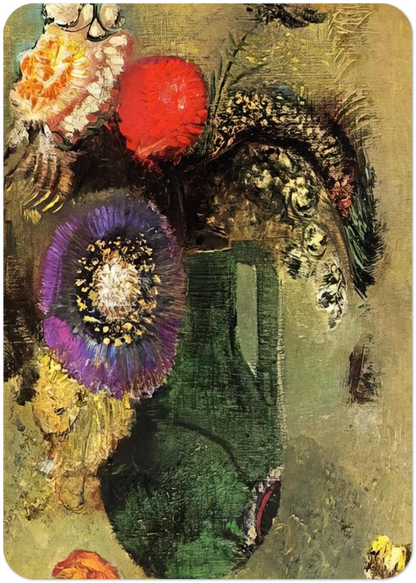 FLOWERS IN GREEN VASE WITH HANDLES By Odilon Redon Pack of 10 Post Cards | Odilon Redon Post Cards | A6 (10.5 x 14.8 cm) - 4.1 x 5.8 inches