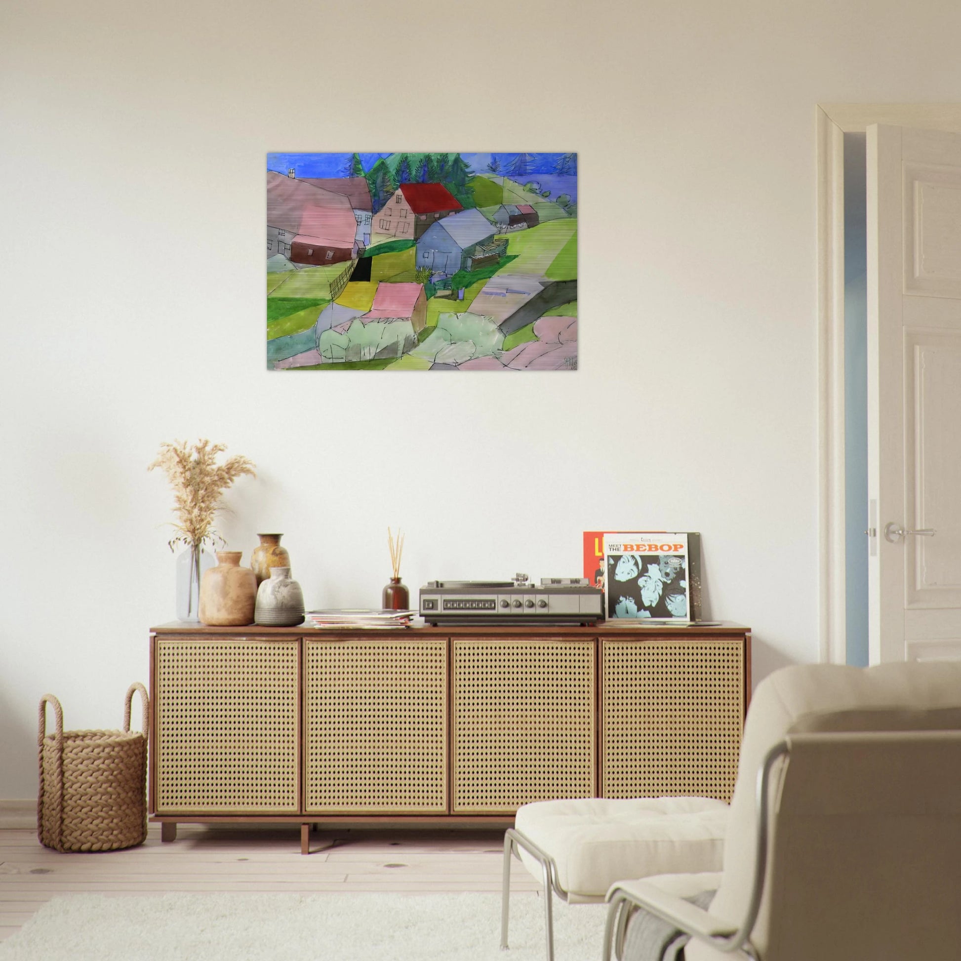 Häuser im Schwarzwald - Naïve Art Primitivism - Johannes Itten Brushed Aluminum Print - 70x100 cm / 28x40 inches | Johannes Itten Aluminum Print | Johannes Itten Prints
