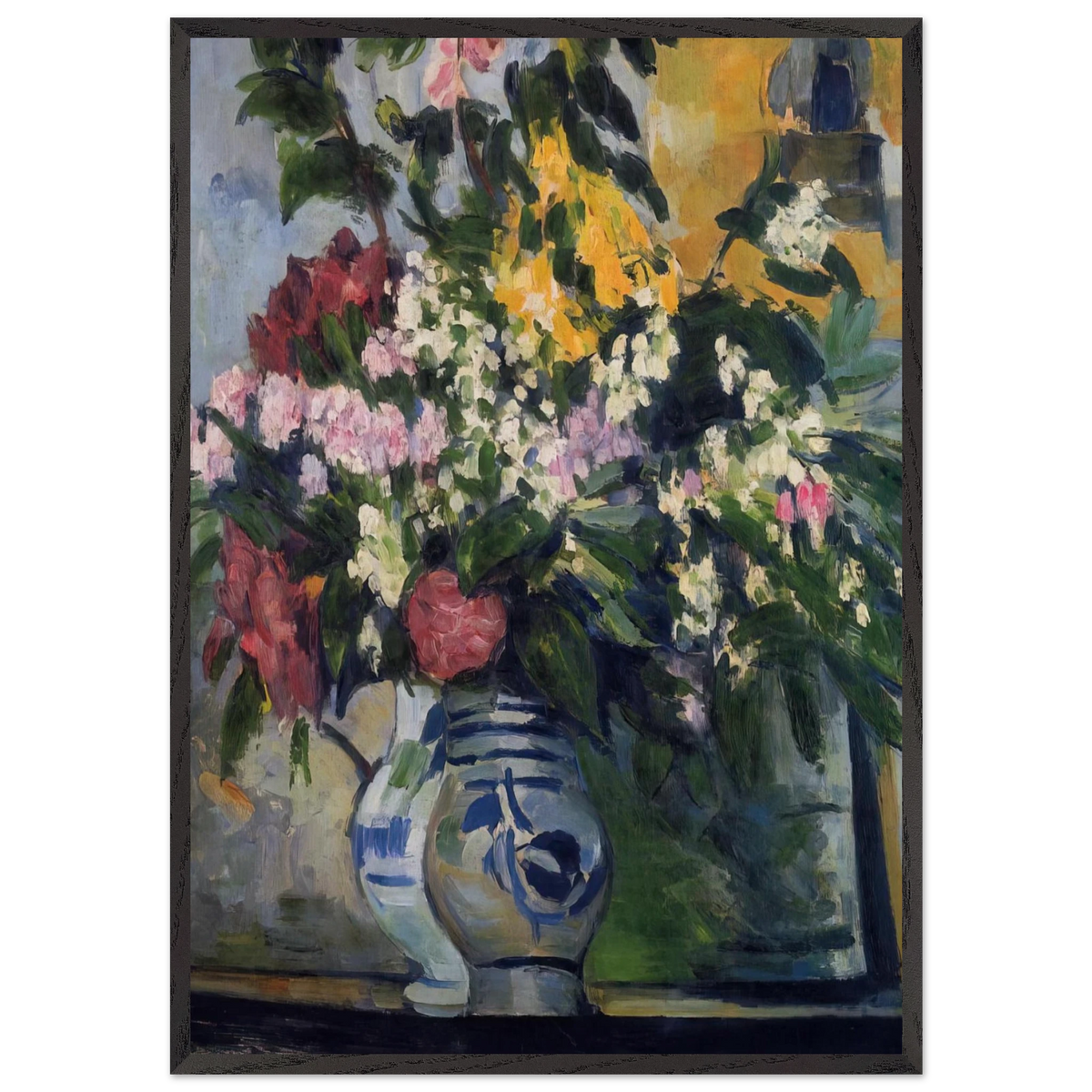 Two Vases of Flowers - Paul Cezanne 70x100 cm / 28x40 inches Framed Art Print – Black Wooden Frame