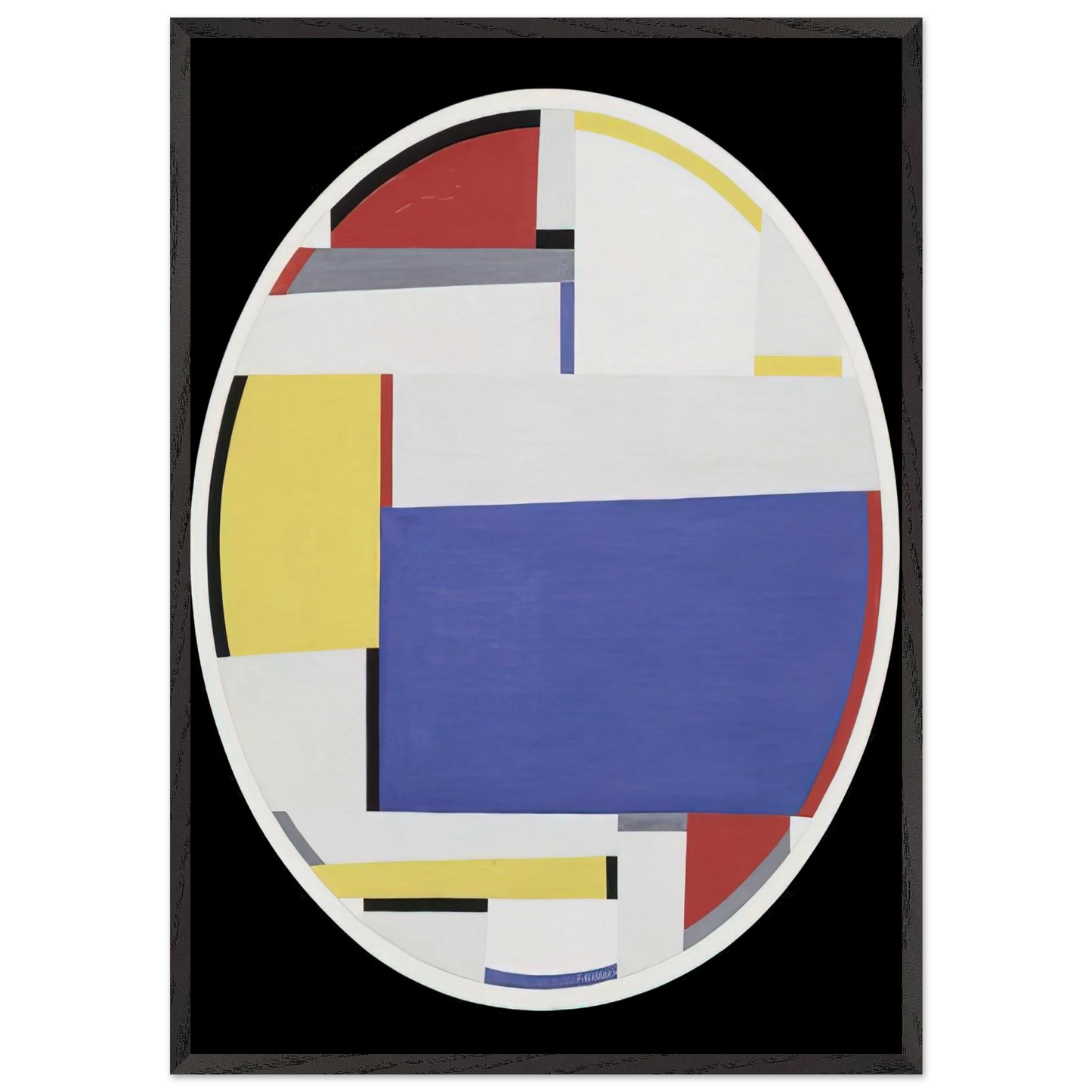 Relational Painting Tondo 40 - 1956 - Fritz Glarner 70x100 cm / 28x40 inches Framed Art Print – Black Wooden Frame
