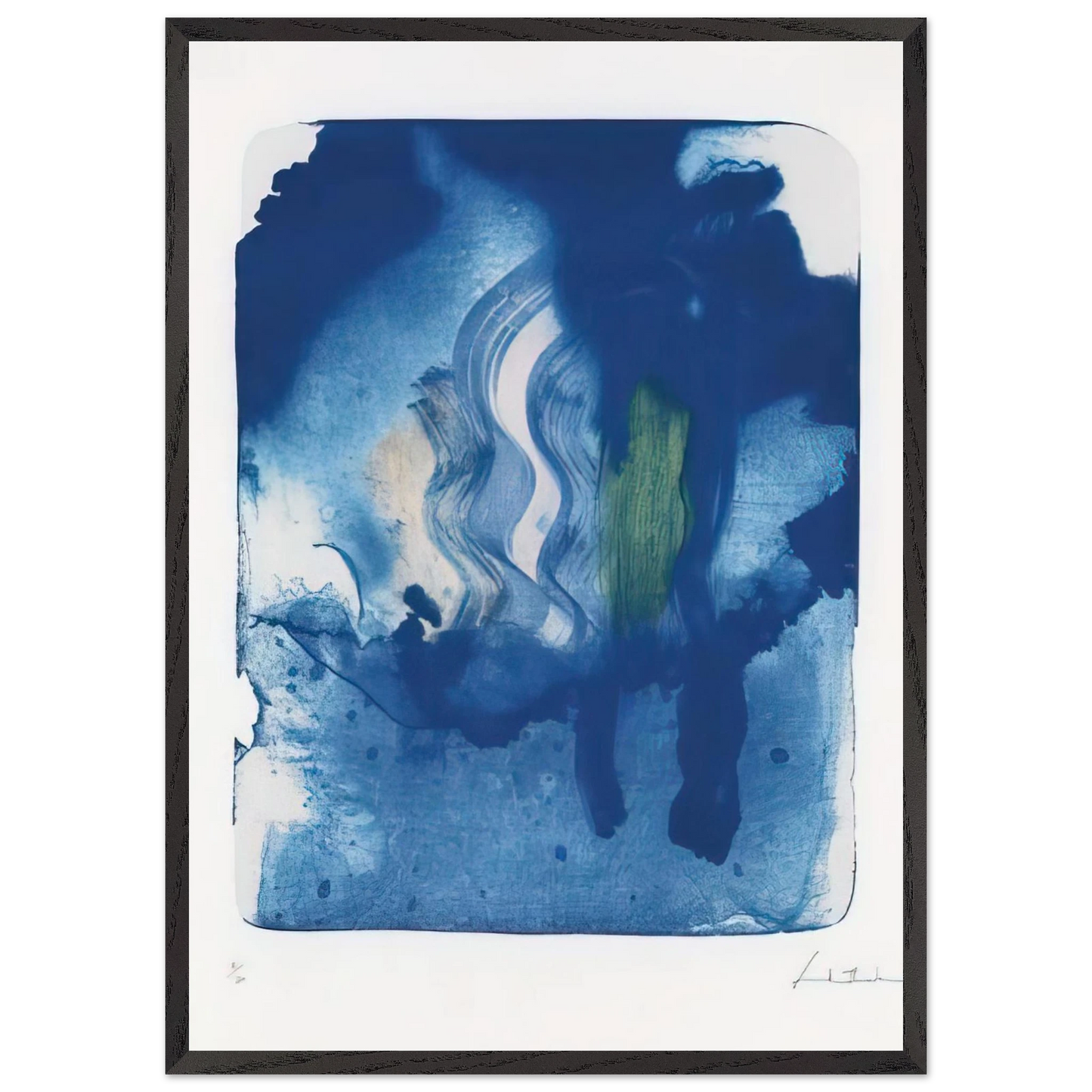 Helen Frankenthaler - Reflections V - 1995 Wall art - 20x25 cm / 8x10 inches - Premium Wooden Framed Poster With Fine Art Paper-canvas - White frame