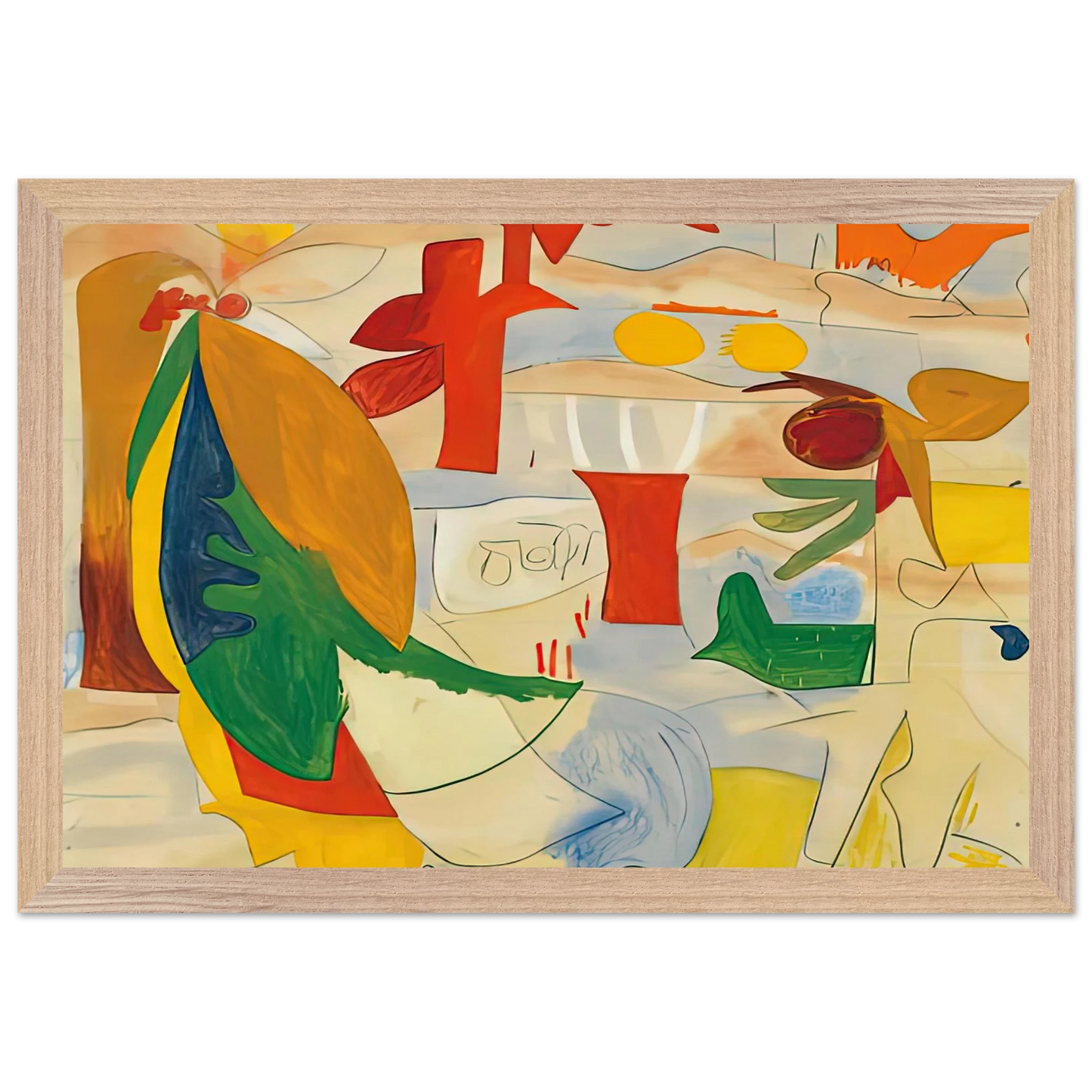 Helen Frankenthaler - Abstract Landscape, 1951- Wall Art - 21x29.7 cm / 8x12" - Premium Wooden Framed Poster With Fine Art Paper-canvas - White frame