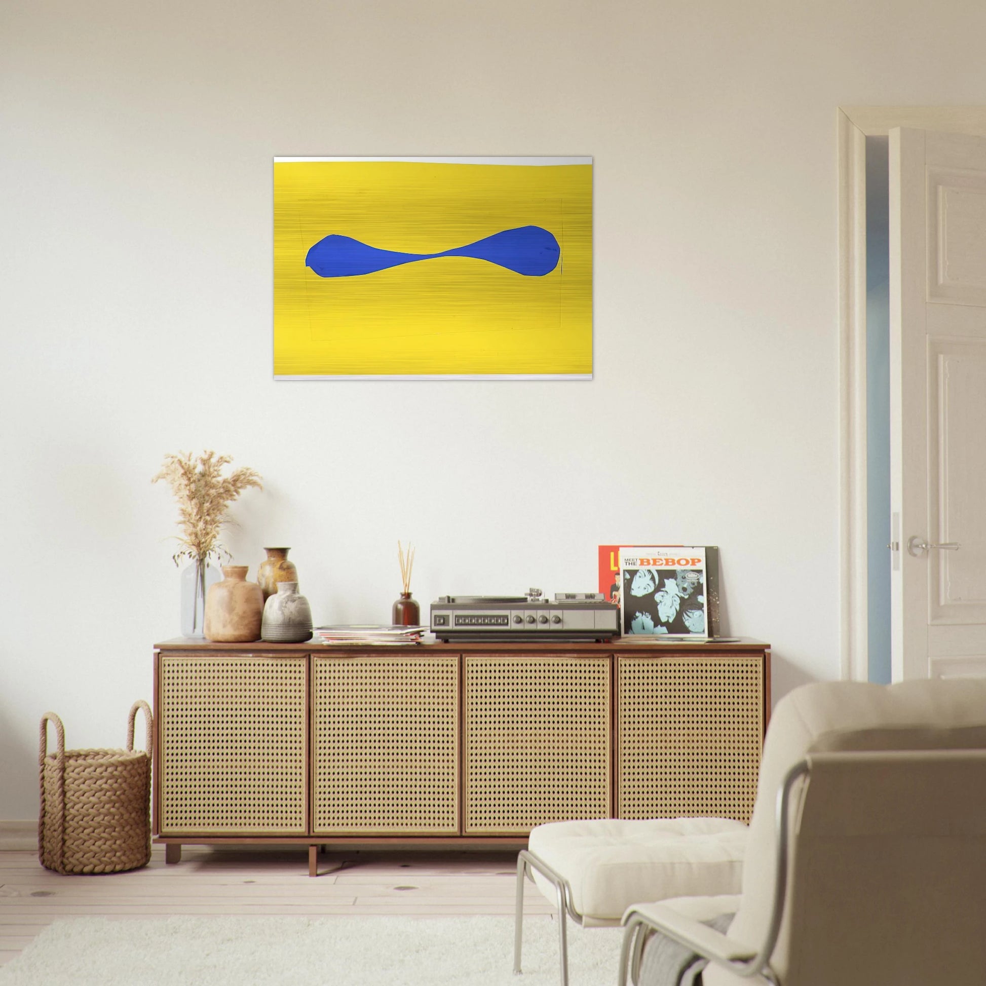 Blue Form on Yellow - Ellsworth Kelly Brushed Aluminum Print - 70x100 cm / 28x40 inches | Ellsworth Kelly Aluminum Print | Ellsworth Kelly Prints