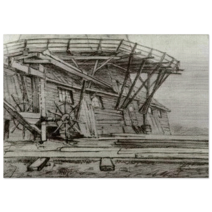 Saw Mill - Vincent van Gogh Brushed Aluminum Print - 70x100 cm / 28x40 inches | Vincent van Gogh Aluminum Print | Vincent van Gogh Prints