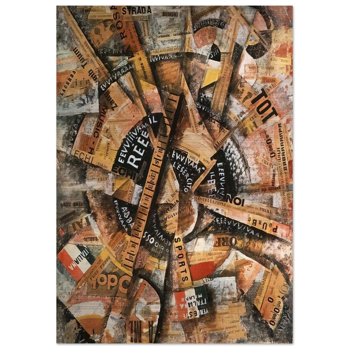 INTERVENTIONIST DEMONSTRATION PATRIOTIC HOLIDAY FREEWORD PAINTING 1914 1914 - Carlo Carra Brushed Aluminum Print - 70x100 cm / 28x40 inches | Carlo Carra Aluminum Print | Carlo Carra Prints