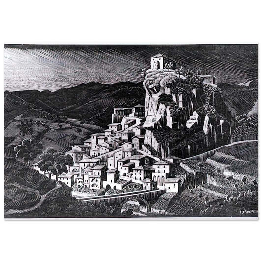 PALIZZI CALABRIA OCTOBER 1930 1930 - MC Escher Brushed Aluminum Print - 70x100 cm / 28x40 inches | MC Escher Aluminum Print | MC Escher Prints | Maurits Cornelis Escher Prints