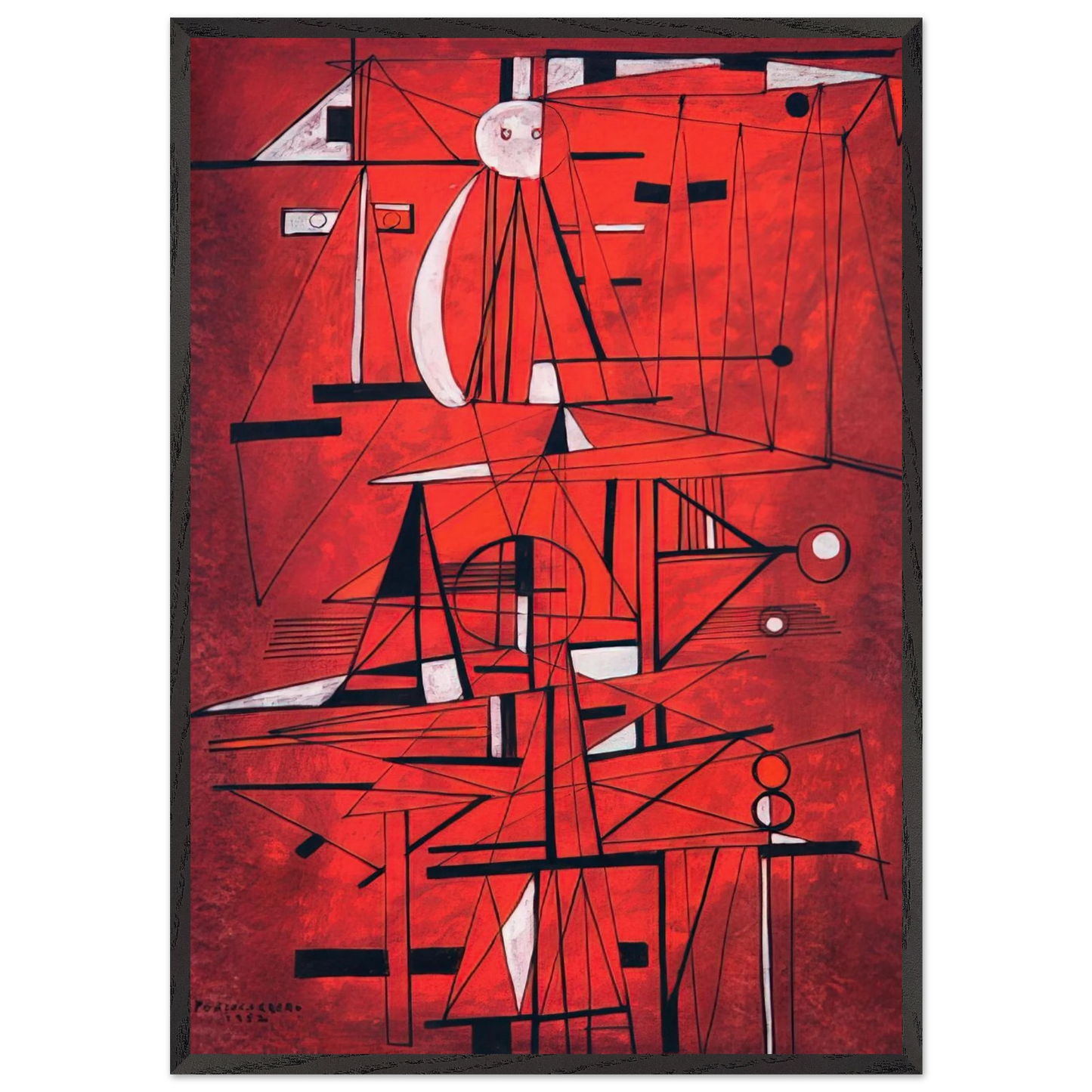 COMPOSITION 1952 - Rene Portocarrero 70x100 cm / 28x40 inches Framed Art Print – Black Wooden Frame