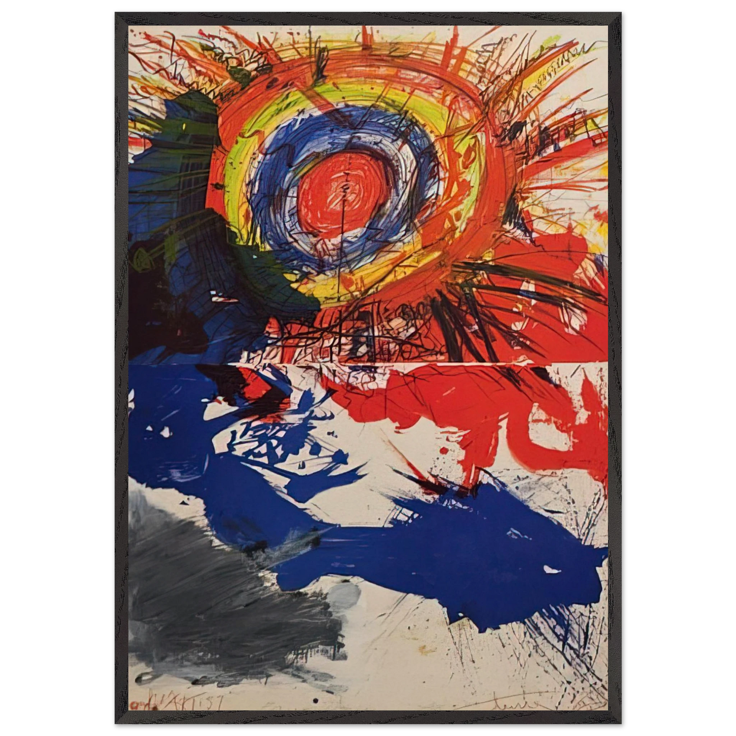 Composition - 1957 - Walasse Ting 70x100 cm / 28x40 inches Framed Art Print – Black Wooden Frame