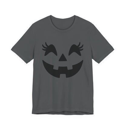 Jack O'Lantern Gesicht Kürbis Wimpern Halloween Damen Mädchen T-Shirt