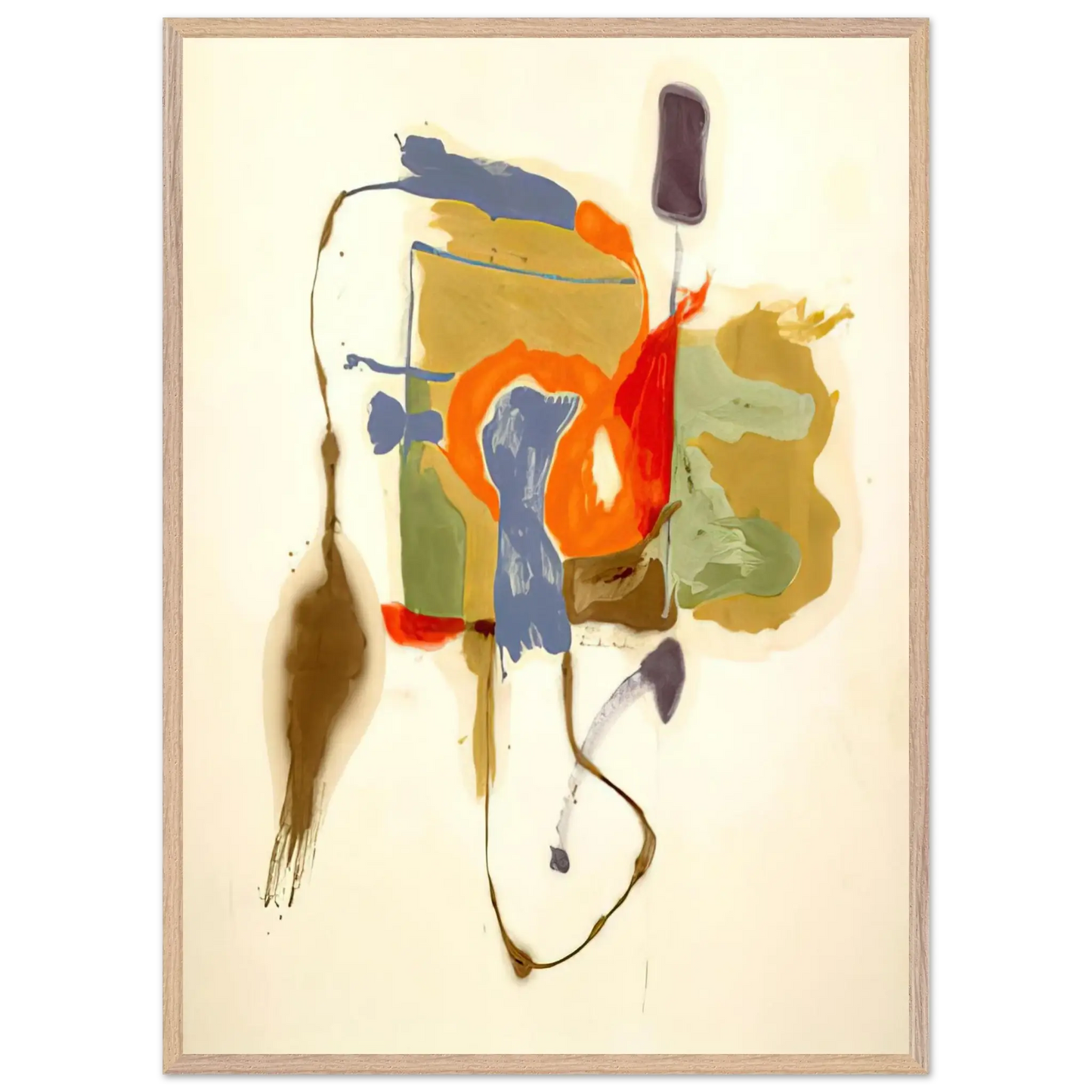 Helen Frankenthaler - Blue Form in a Scene - 1961 Wall art - 28x43  cm / XL (11x17 Inches) - Premium Wooden Framed Poster With Fine Art Paper - Black frame