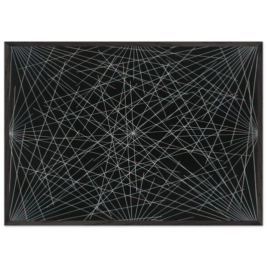 Lines From Corners Sides  the Centre to Points on a Grid - Sol LeWitt 70x100 cm / 28x40 inches Framed Art Print – Black Wooden Frame