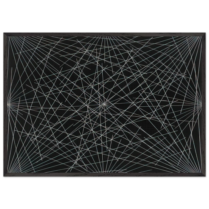 Lines From Corners Sides  the Centre to Points on a Grid - Sol LeWitt 70x100 cm / 28x40 inches Framed Art Print – Black Wooden Frame