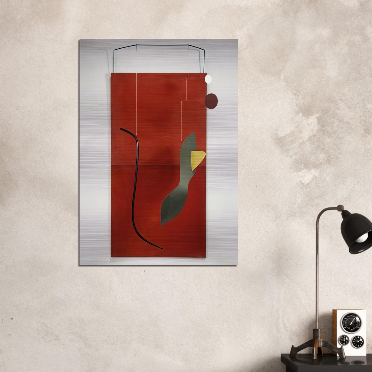RED PANEL 1936 - Alexander Calder Brushed Aluminum Print - 70x100 cm / 28x40 inches | Alexander Calder Aluminum Print | Alexander Calder Prints