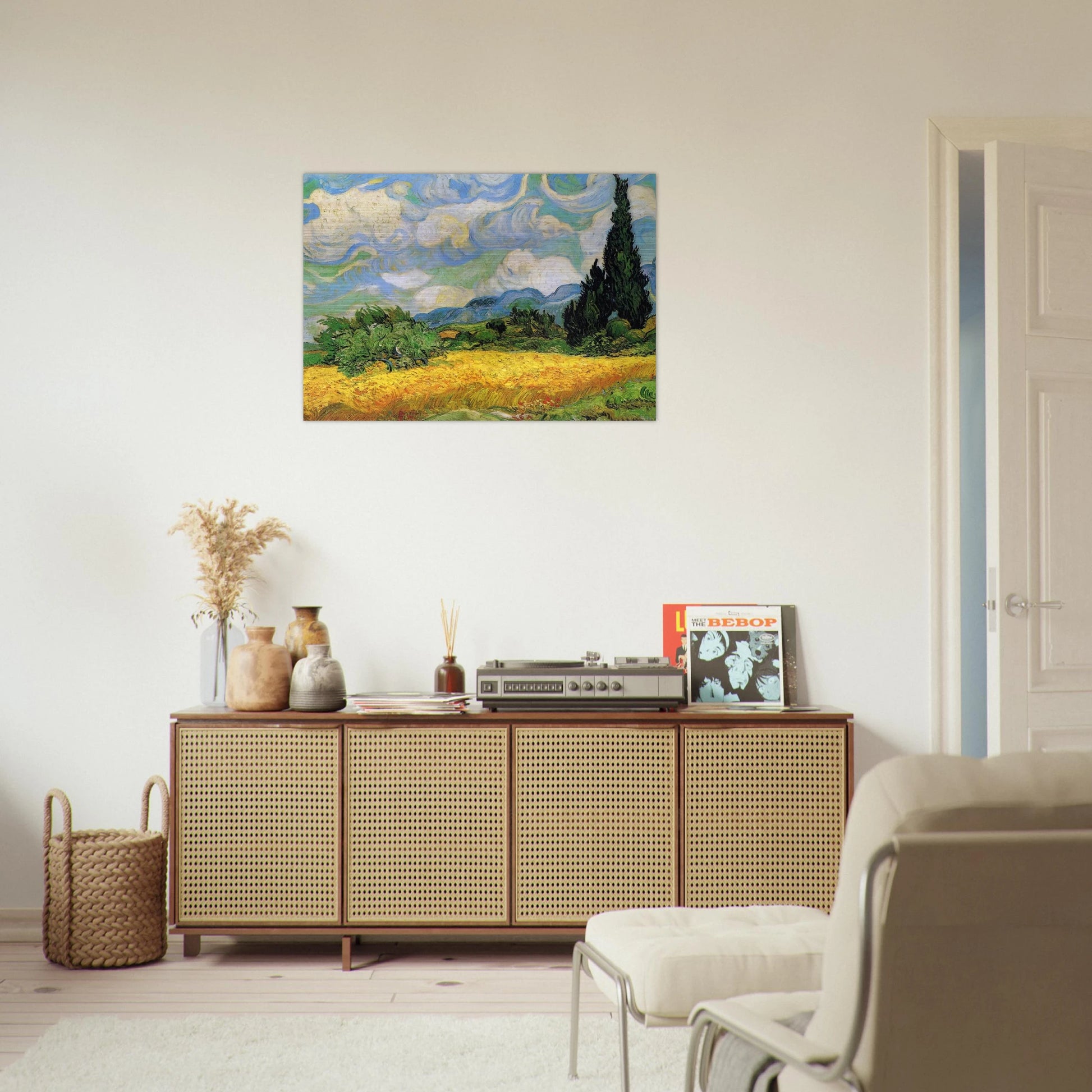 Wheat Field with Cypresses at the Haude Galline near Eygalieres - Vincent van Gogh Brushed Aluminum Print - 70x100 cm / 28x40 inches | Vincent van Gogh Aluminum Print | Vincent van Gogh Prints