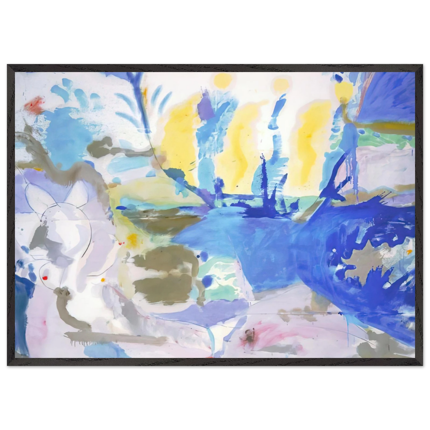 Helen Frankenthaler - Basque Beach - 1958 Wall art - 30x45 cm / 12x18 inches - Premium Wooden Framed Poster With Fine Art Paper-canvas - Black frame