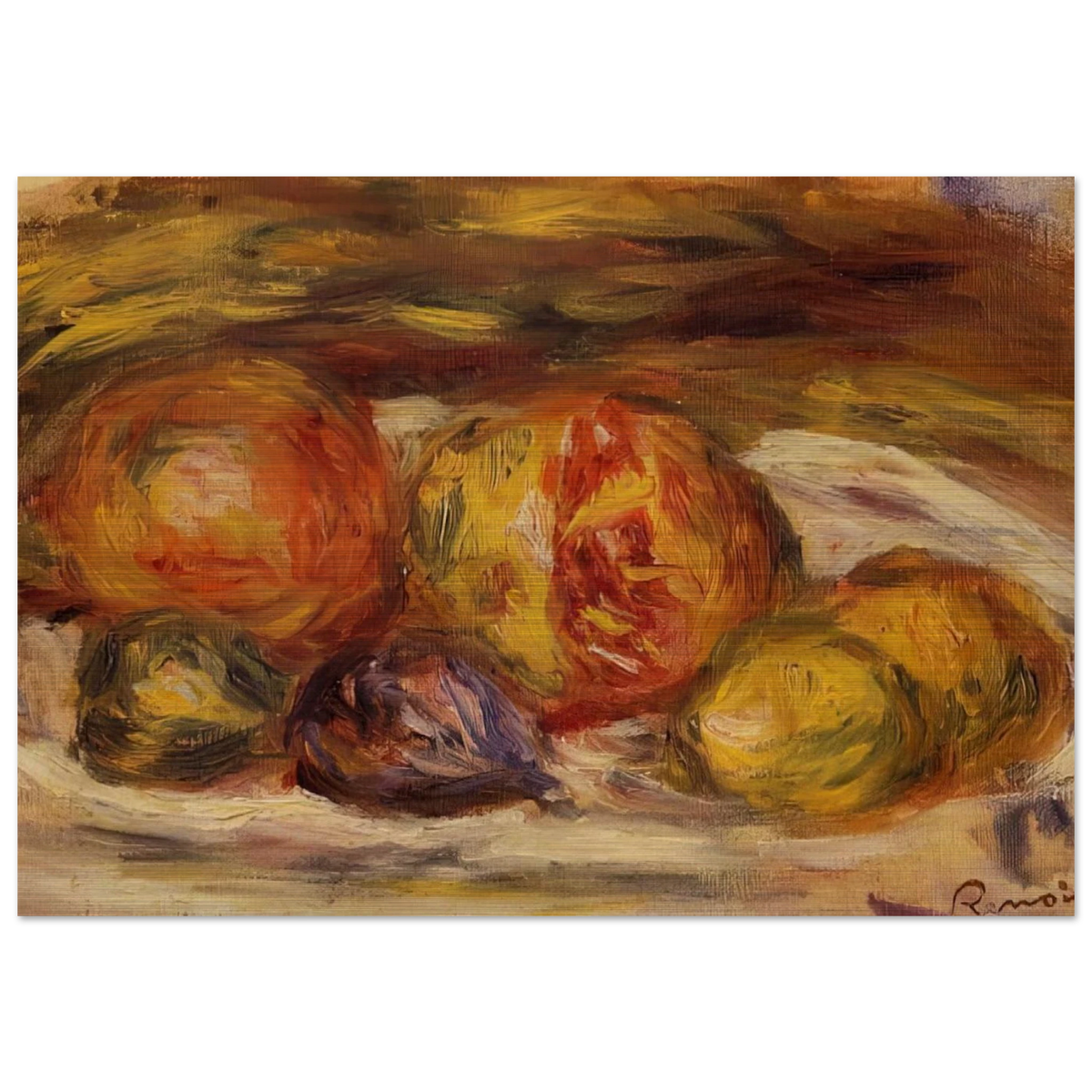 Still Life Pomegranate, Figs and Apples - Pierre-Auguste Renoir Brushed Aluminum Print - 70x100 cm / 28x40 inches | Pierre-Auguste Renoir Aluminum Print | Pierre-Auguste Renoir Prints